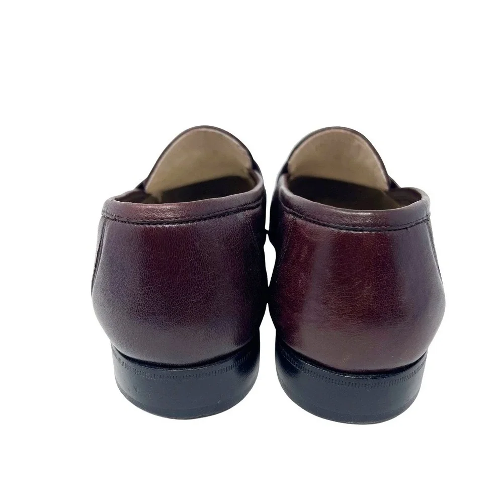 Vintage 80s Oleg Cassini Mens 7.5 W Burgundy Leather Tassel Loafers Italy